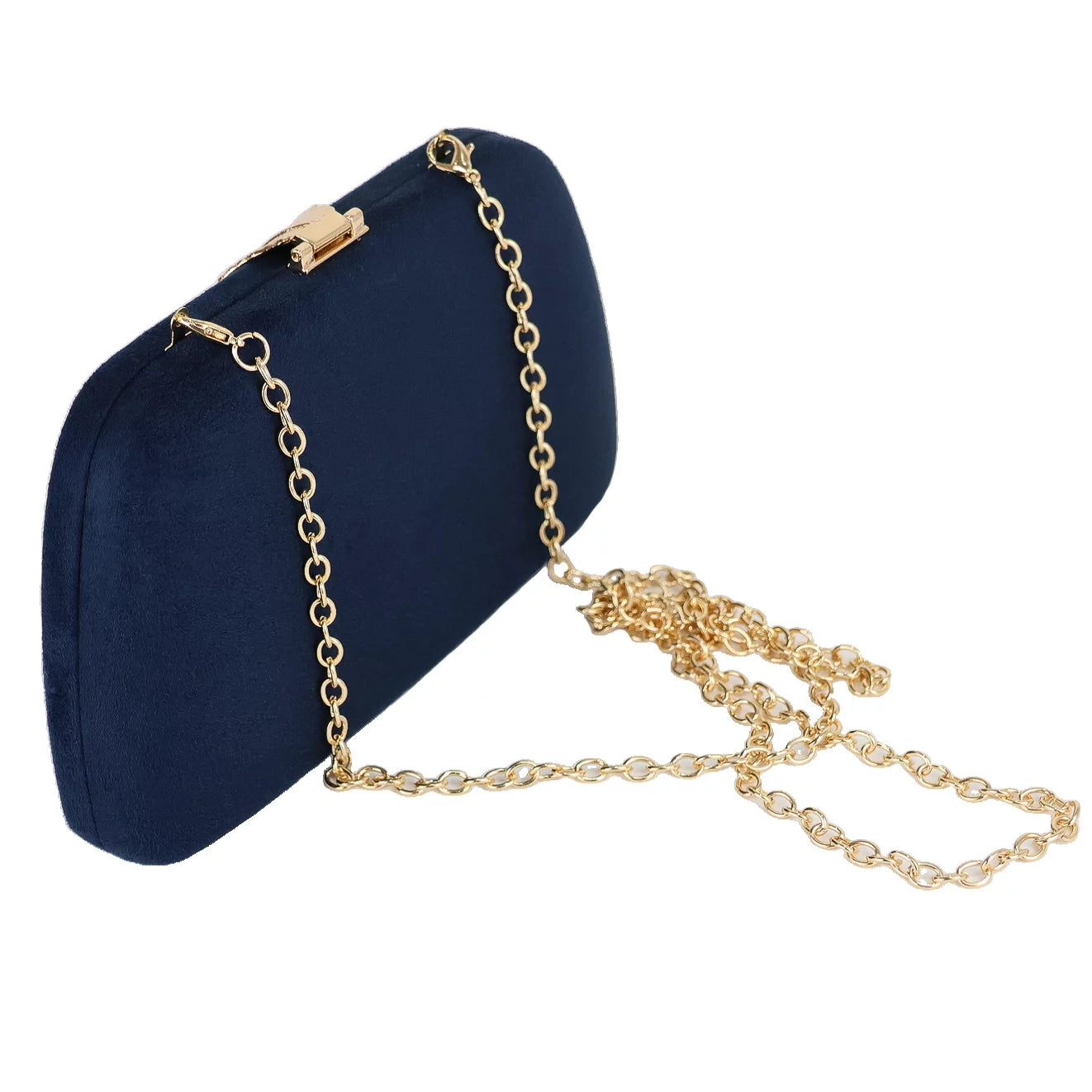 Chic Navy Blue Faux Suede Clutch Handbag for Women - Alrickas’ UNIQUE BOUTIQUE