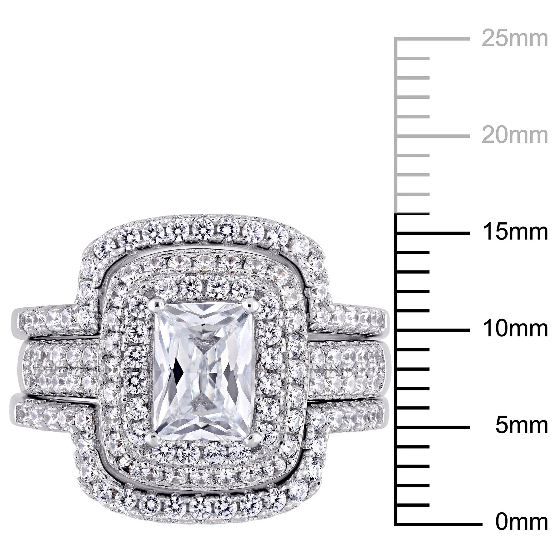 Stunning Women's Sterling Silver Bridal Set with Cubic Zirconia and Emerald Accents - Alrickas’ UNIQUE BOUTIQUE
