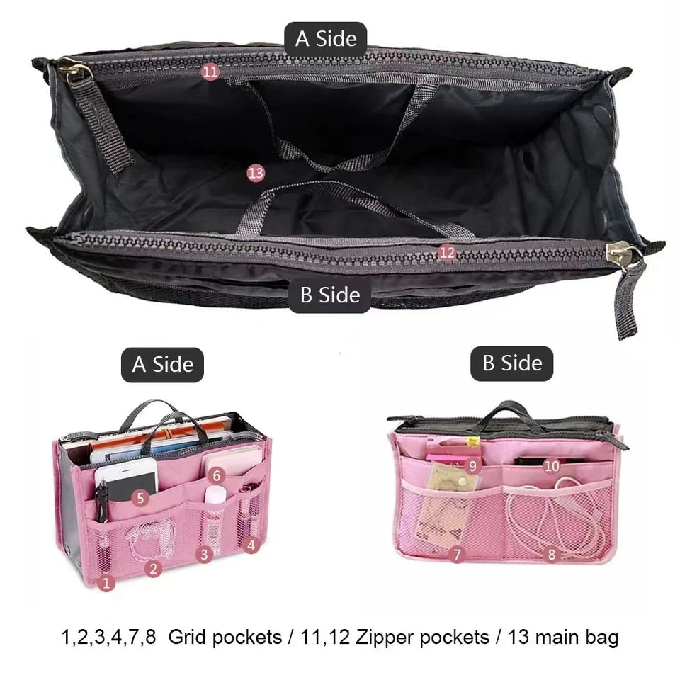 Women Make up Cosmetic Bag Travel Handbag Nylon Large Container Make up Case Organizer Bags Ladies Foldable Purse Clutch Bag