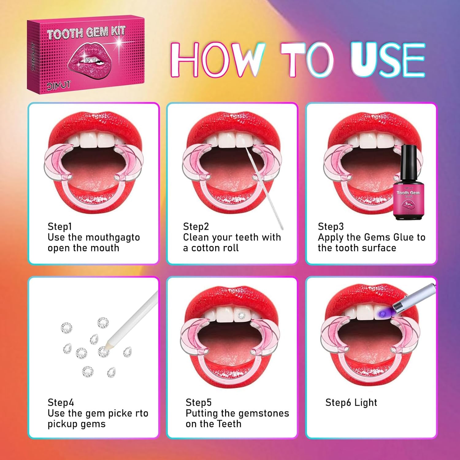 Ultimate Tooth Gems Kit with LED Light - 139 DIY Tooth Jewelry Gems for Men & Women - 2024 Edition - Alrickas’ UNIQUE BOUTIQUE