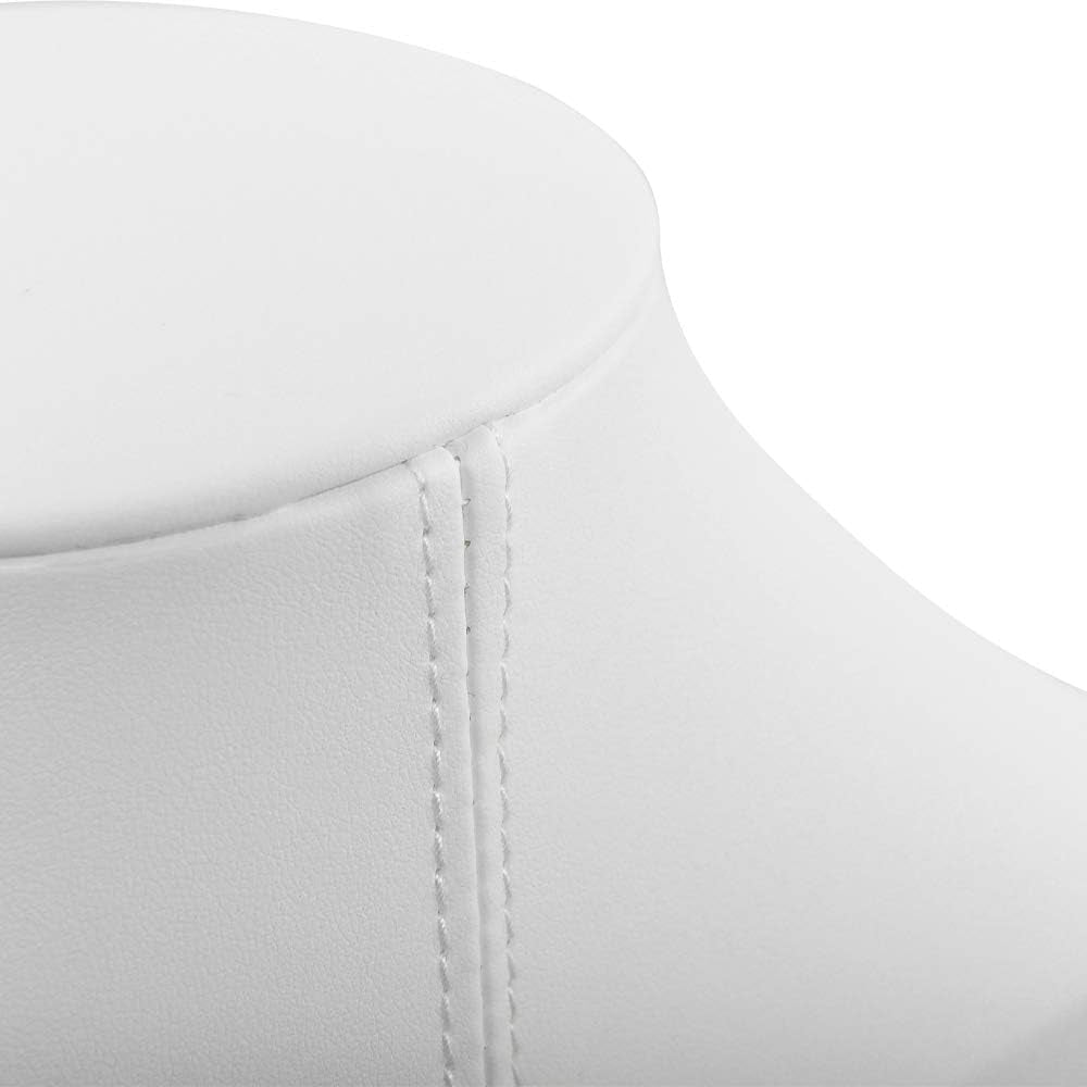 White Leather Jewelry Bust Necklace Display Stand Trade Show Jewelry Holder (H:15.28")