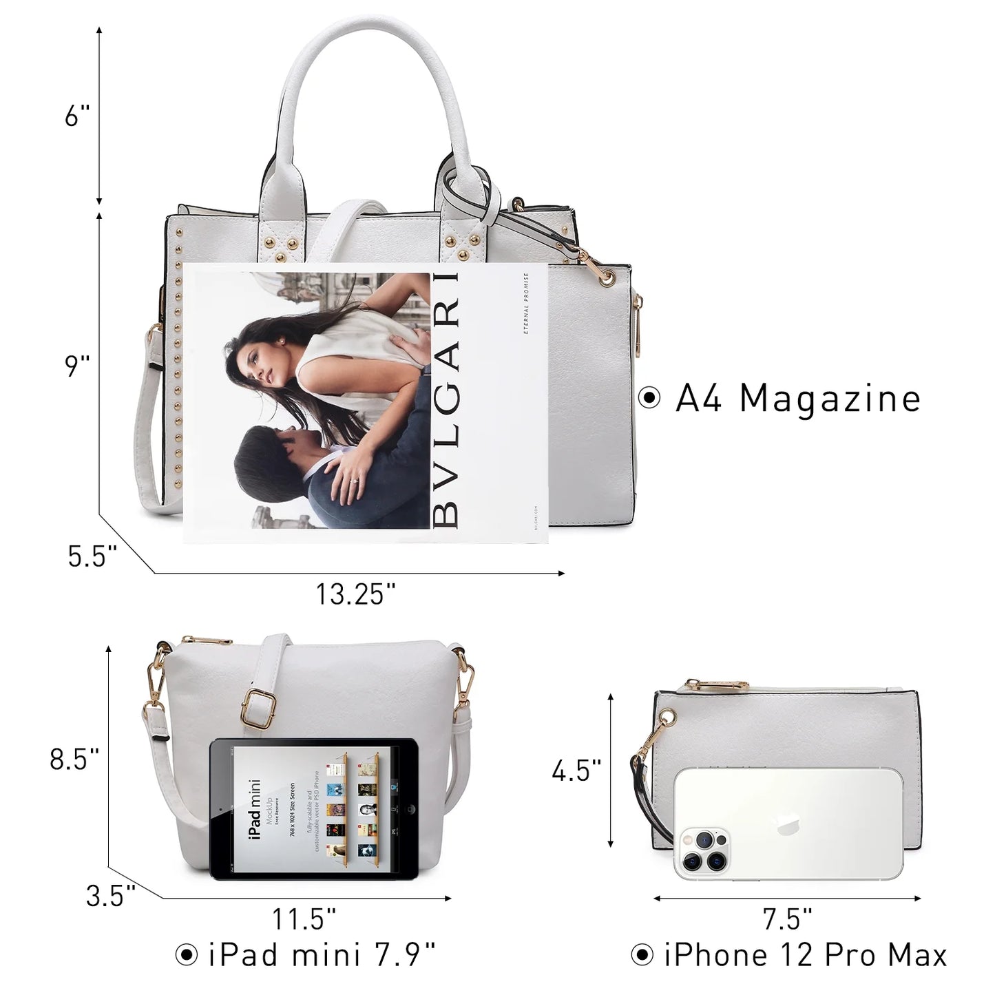 Women'S 3Pcs Purse Handbag Shoulder Bag Tote Satchel Hobo Bag Briefcase Work Bag for Ladies