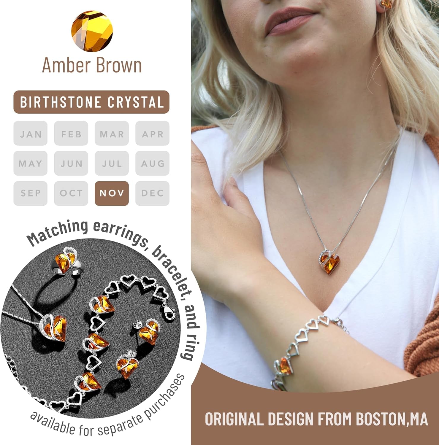 Elegant Infinity Love Birthstone Heart Crystal Necklace for Women - Perfect Birthday Gift for Mom, Wife, or Her - Silver Plated with Adjustable 18+2 Inch Chain - Alrickas’ UNIQUE BOUTIQUE