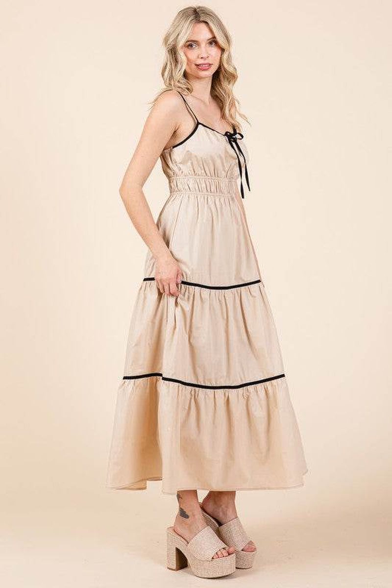 Chic Plus Size Piping Detail Midi Sundress - Alrickas’ UNIQUE BOUTIQUE