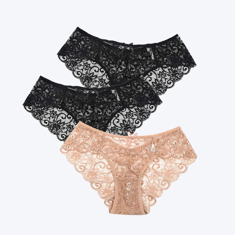 3Pcs/Pack! Sexy Women Lace Panties Underwear Lace Briefs S M L XL Women Underwear