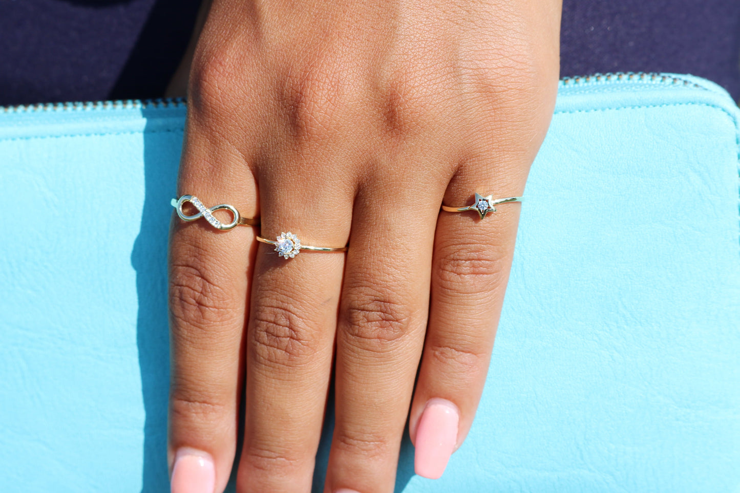 10K Yellow Gold Infinity Loop Ring with Cubic Zirconia CZ Stones | Size 6 | Women & Unisex