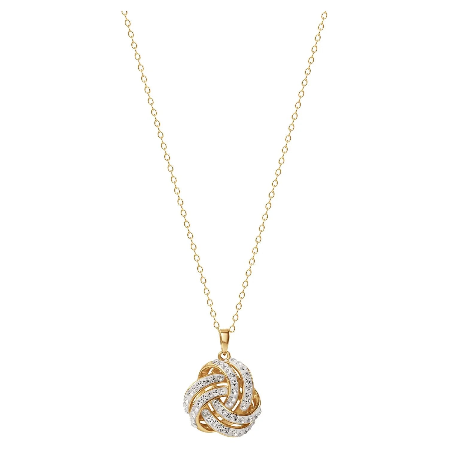 Elegant 18K Gold Love Knot Crystal Pendant and Earring Set for Women - Alrickas’ UNIQUE BOUTIQUE