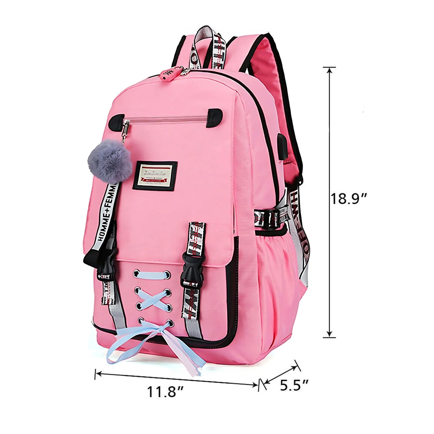 Women Girls School Bag Waterproof Teenage Backpack with anti Theft Lock USB Port College Bookbags Student Laptop