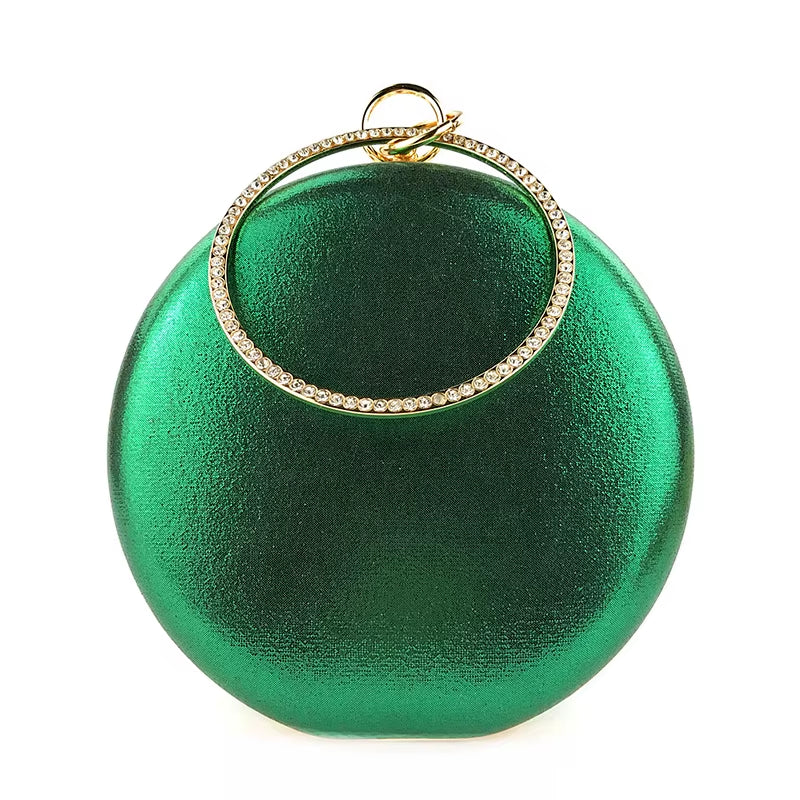 Green Clutch Bag Women round Clutch Purse Evening Bag Crystal Wedding Purse and Handbag Exquisite Chain Shoulder Bag ZD1244