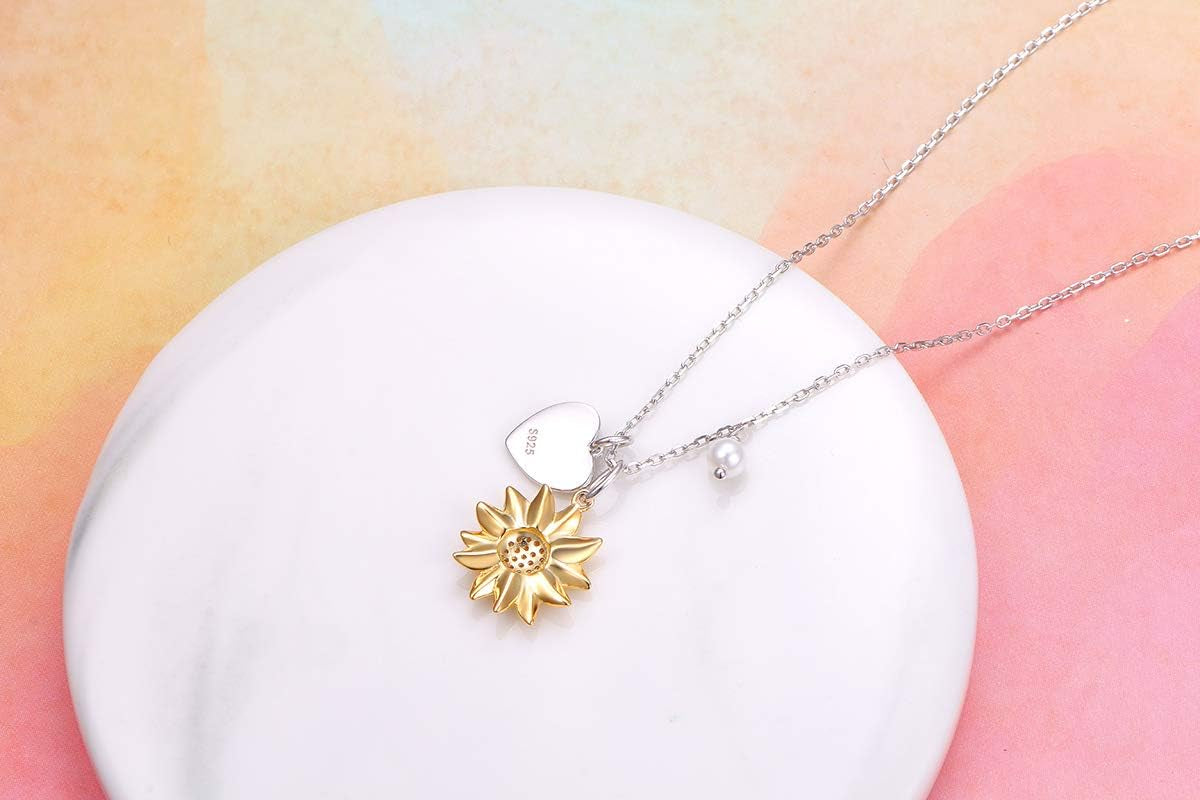 Sterling Silver Gold Tone Sunflower Initial 26 Letter Script Name Alphabet a to Z Necklace Personalized Pendant