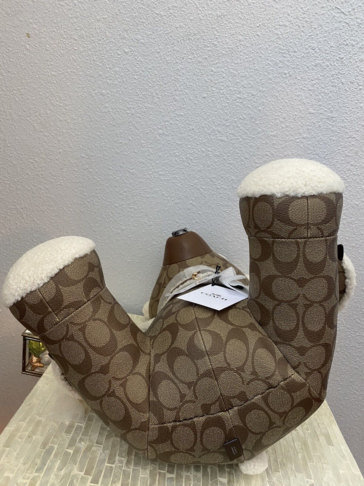 Coach Bear Doll in Signature Canvas Pebble -Smooth Leather and Shearling 75528 - Alrickas’ UNIQUE BOUTIQUE