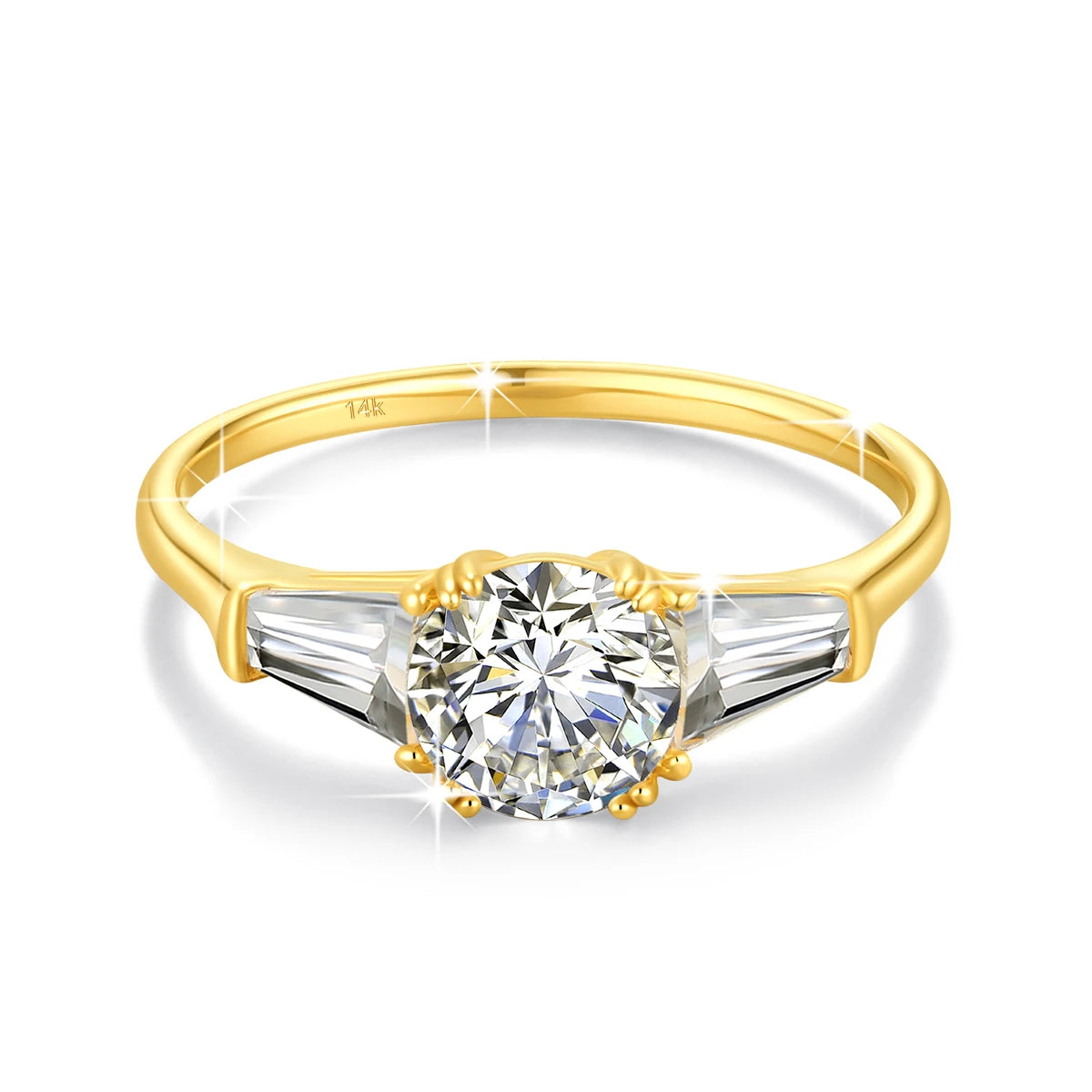 100% Real 14K Gold Ring Engagement Moissanite Diamond 1Ct 2Ct 3Ct 3 Stone Women Luxury K Gold Jewelry for Wedding Gifts