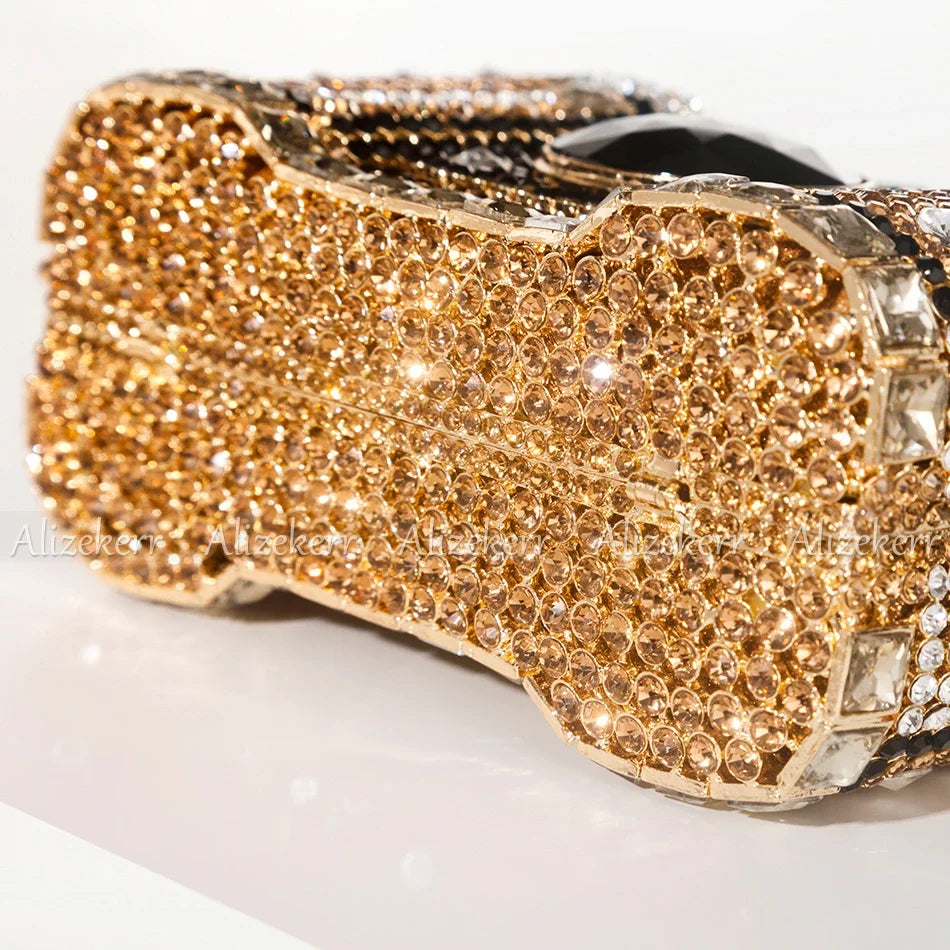 Camera Shaped Diamond Evening Clutch Bags 2024 New Boutique Novelty Metallic Rhinestone Purses and Handbags Bridal Wedding Party