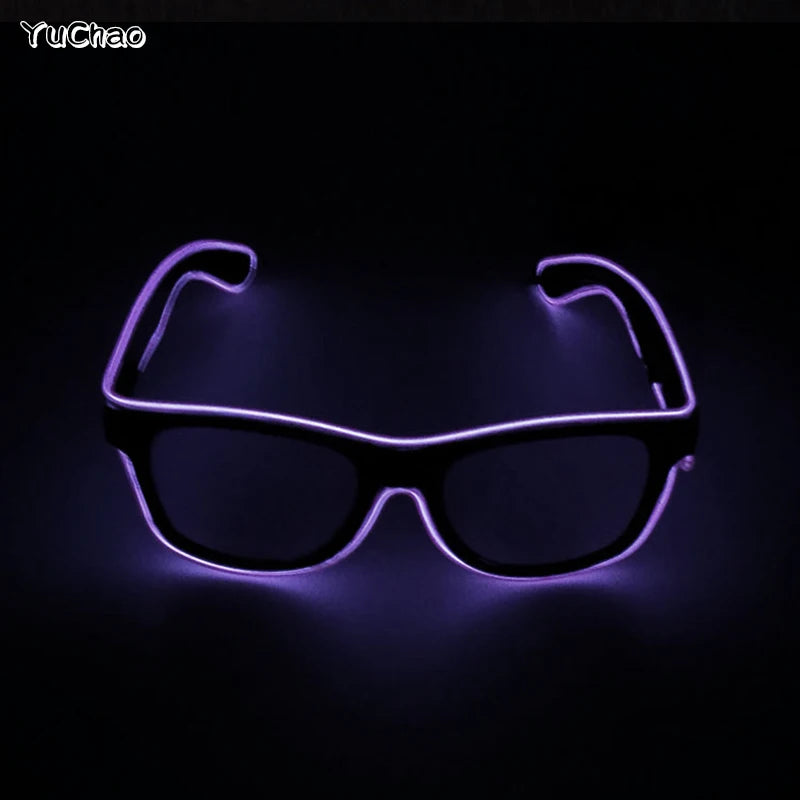 Cool Fashion Double Colors EL Window-Shades Glasses Glowing Glasses Neon LED Light up Sunglasses Glow Party Decorative Glasses