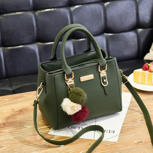 Chic PU Leather Vintage Handbag with Plush Tassel - Versatile Tote & Crossbody Bag for Women - Alrickas’ UNIQUE BOUTIQUE