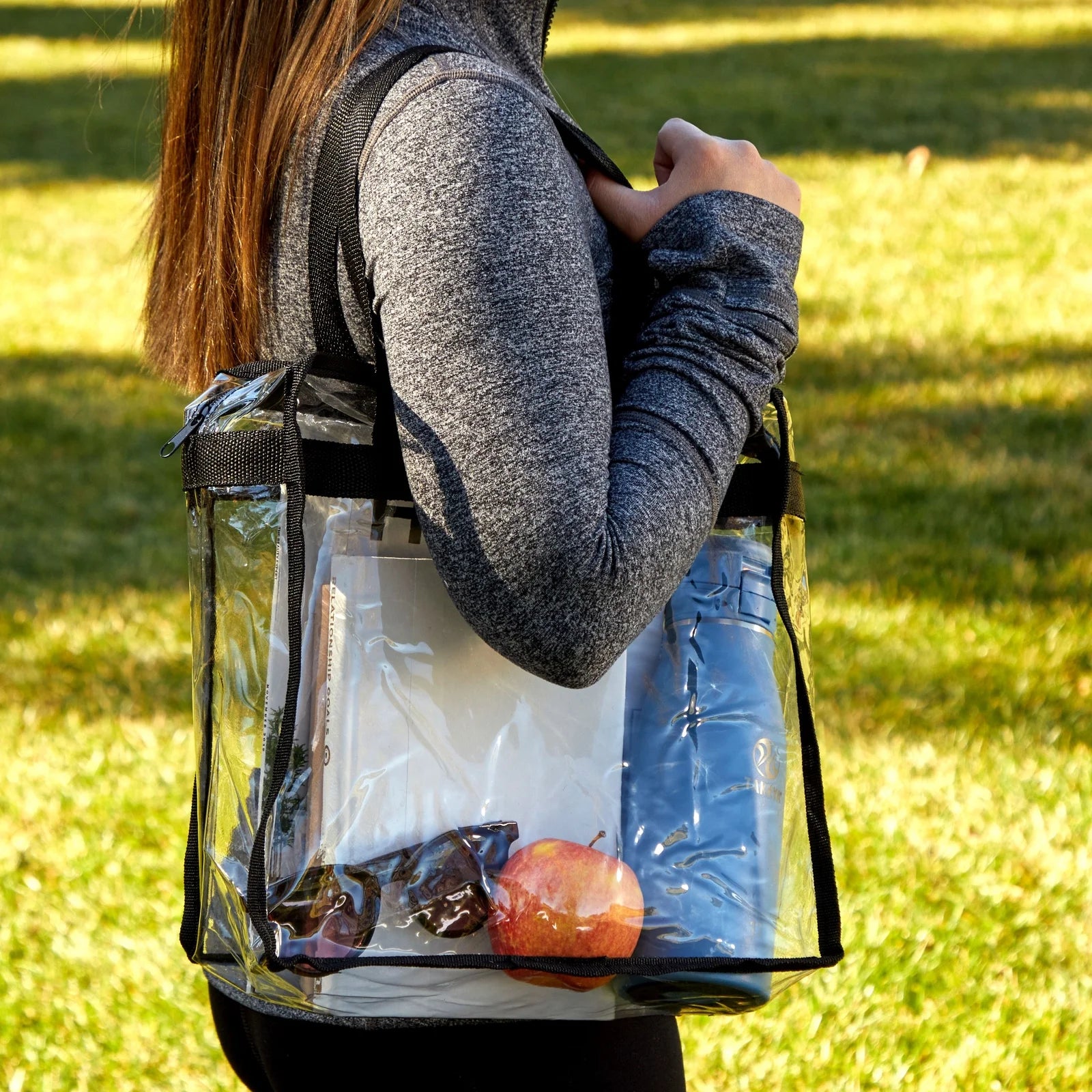 2 Pack Stadium Approved Clear Tote Bags - Large 12x6x12 Plastic Beach Bags with Comfortable Handles - Alrickas’ UNIQUE BOUTIQUE