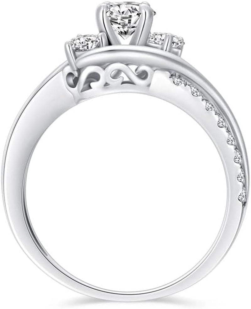 1 Carat (Ctw) Moissanite Engagement Rings for Women 10K/14K/18K White Gold Rings Moissanite Rings