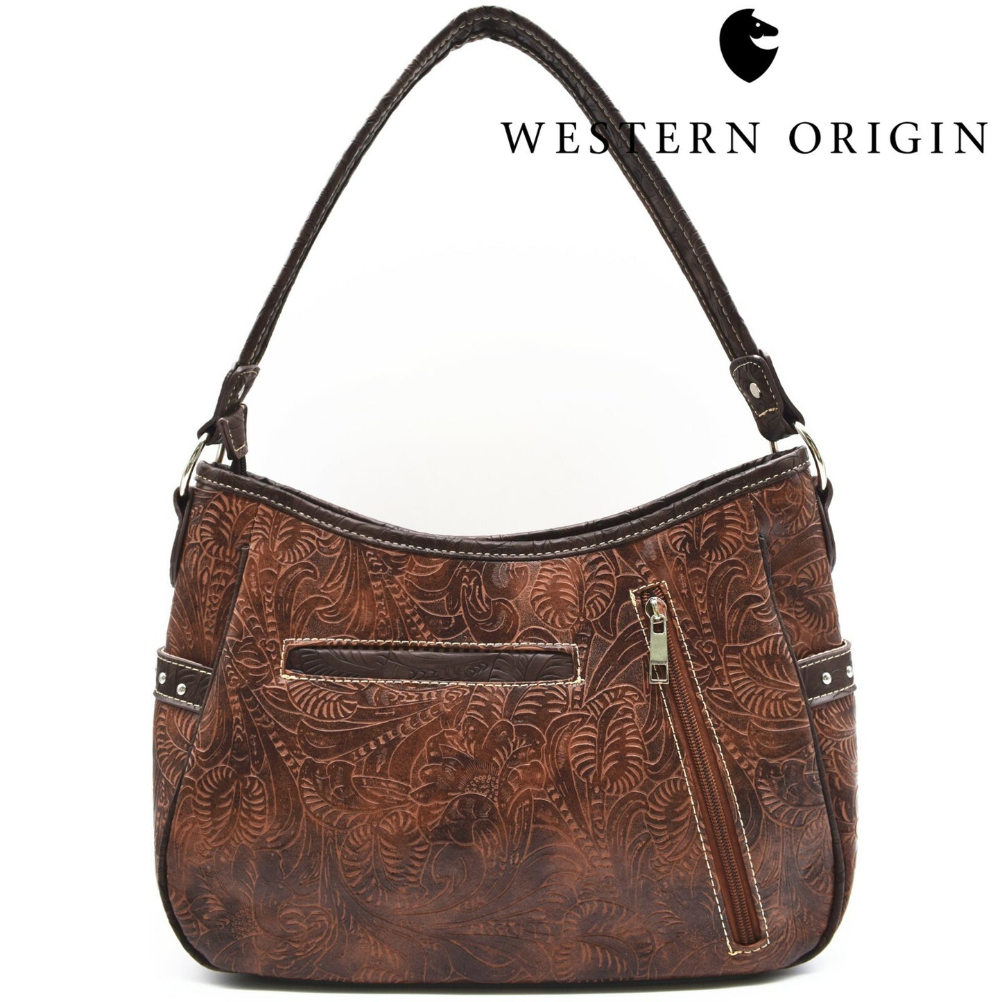 Western Handbag Concealed Carry Purse Feather Women Shoulder Bag Wallet Coffee