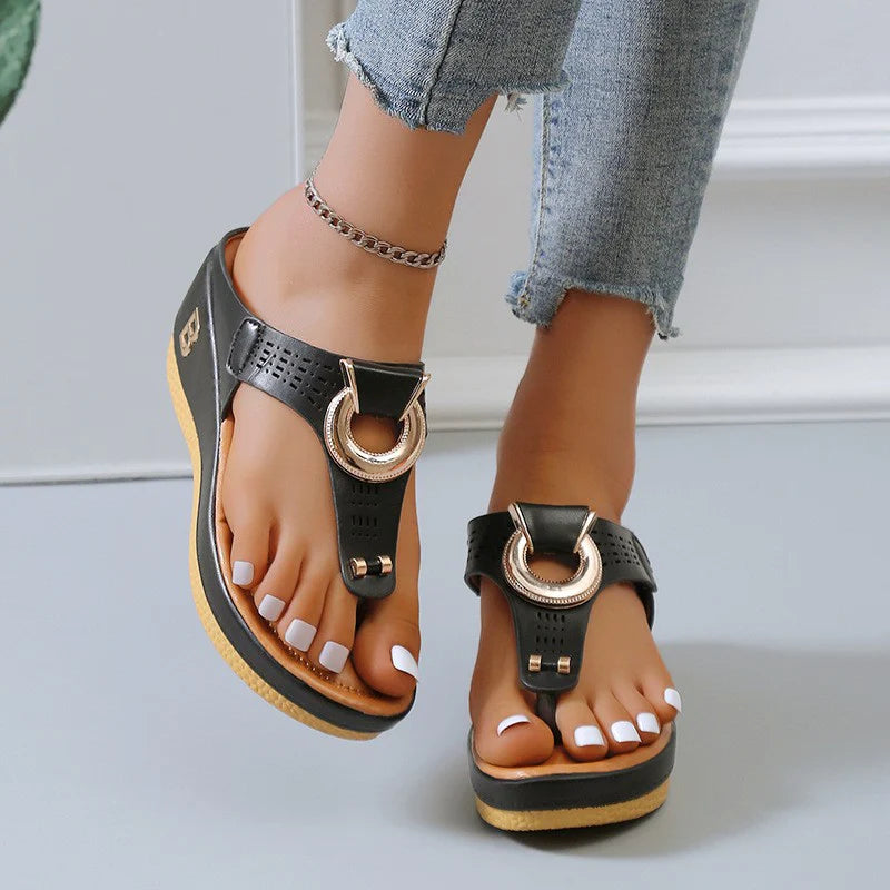 Comfortable Low-Wedge Orthopedic Sandals for Women - Casual Anti-Slip Flip Flops - Alrickas’ UNIQUE BOUTIQUE