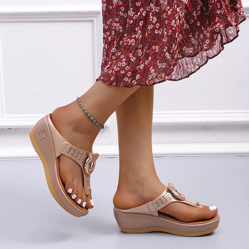 Comfortable Low-Wedge Orthopedic Sandals for Women - Casual Anti-Slip Flip Flops - Alrickas’ UNIQUE BOUTIQUE