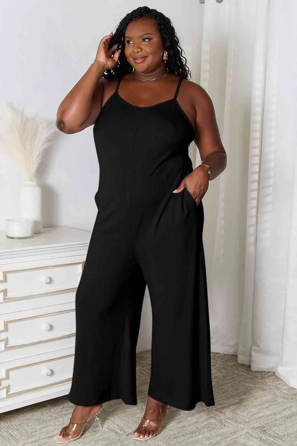 Chic V-Neck Spaghetti Strap Jumpsuit - Perfect Fit for Every Body - Alrickas’ UNIQUE BOUTIQUE