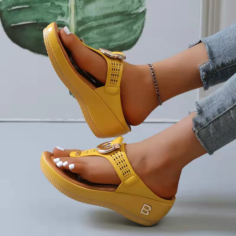 Comfortable Low-Wedge Orthopedic Sandals for Women - Casual Anti-Slip Flip Flops - Alrickas’ UNIQUE BOUTIQUE