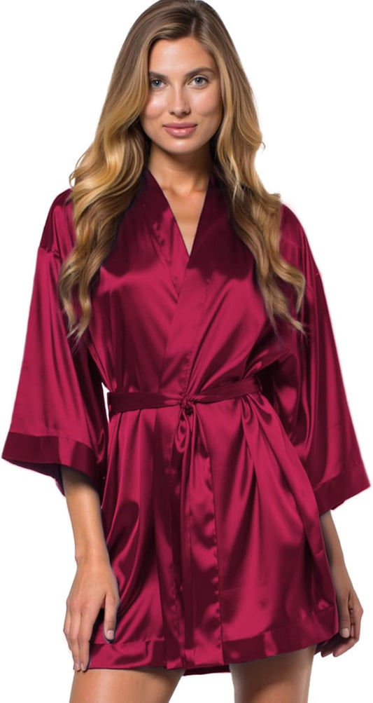 Elegant Satin Kimono Robes for Brides and Bridesmaids - Luxurious Silky Lingerie - Alrickas’ UNIQUE BOUTIQUE