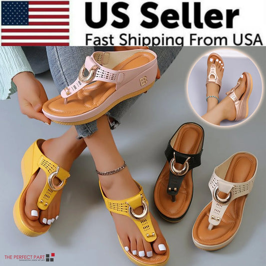 Comfortable Low-Wedge Orthopedic Sandals for Women - Casual Anti-Slip Flip Flops - Alrickas’ UNIQUE BOUTIQUE
