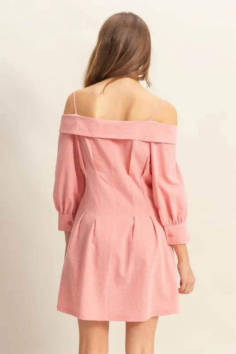HYFVE Button down Spaghetti Strap Mini Dress with Pockets