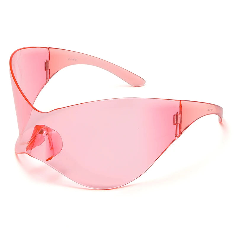 New Oversized Y2K Punk Rimless Sunglasses Women Men Brand Designer Hip Hop Sport One Piece Sun Glasses Shades Goggles
