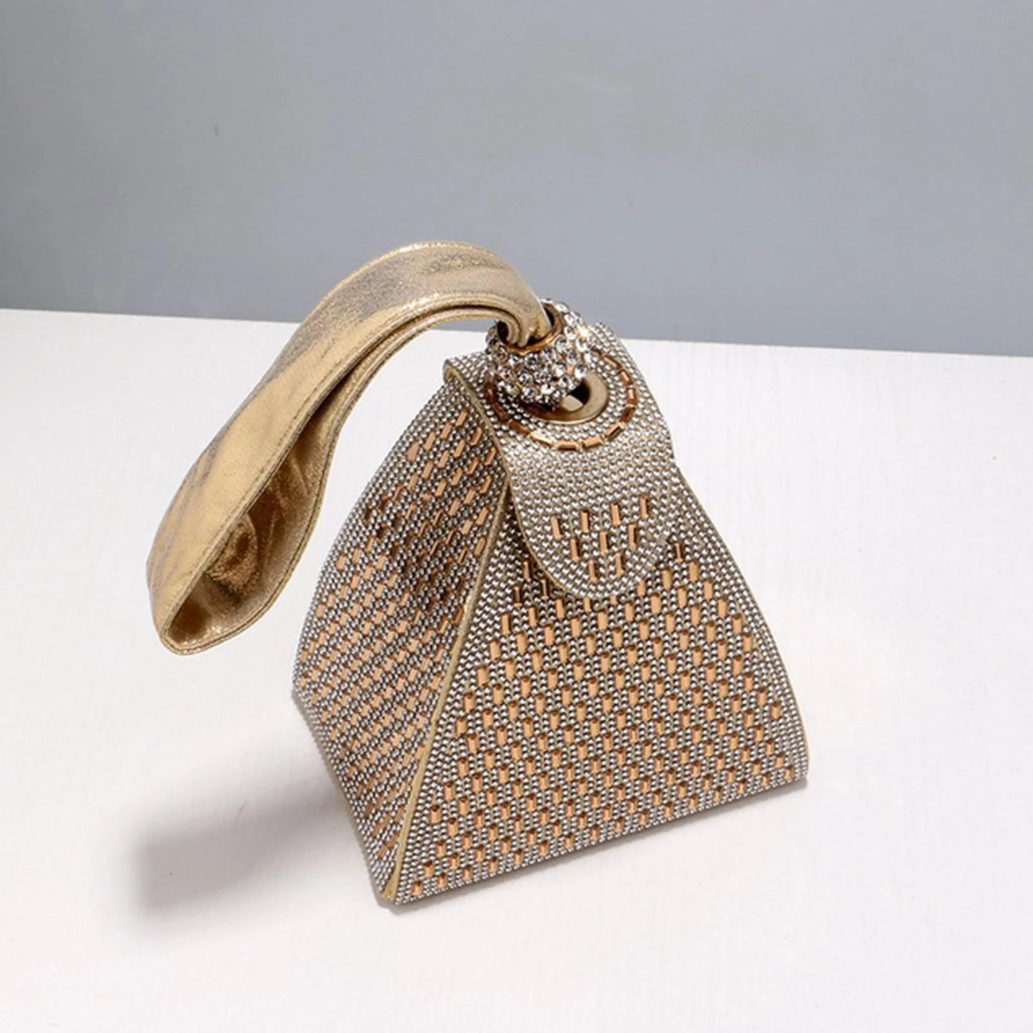 Clutch Purse, Handbag, Evening Bag Triangle for Women, Tote for Wedding Cocktail Aureate
