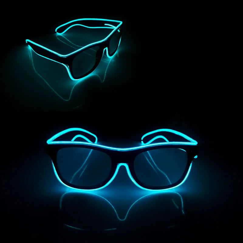 Cool Fashion Double Colors EL Window-Shades Glasses Glowing Glasses Neon LED Light up Sunglasses Glow Party Decorative Glasses