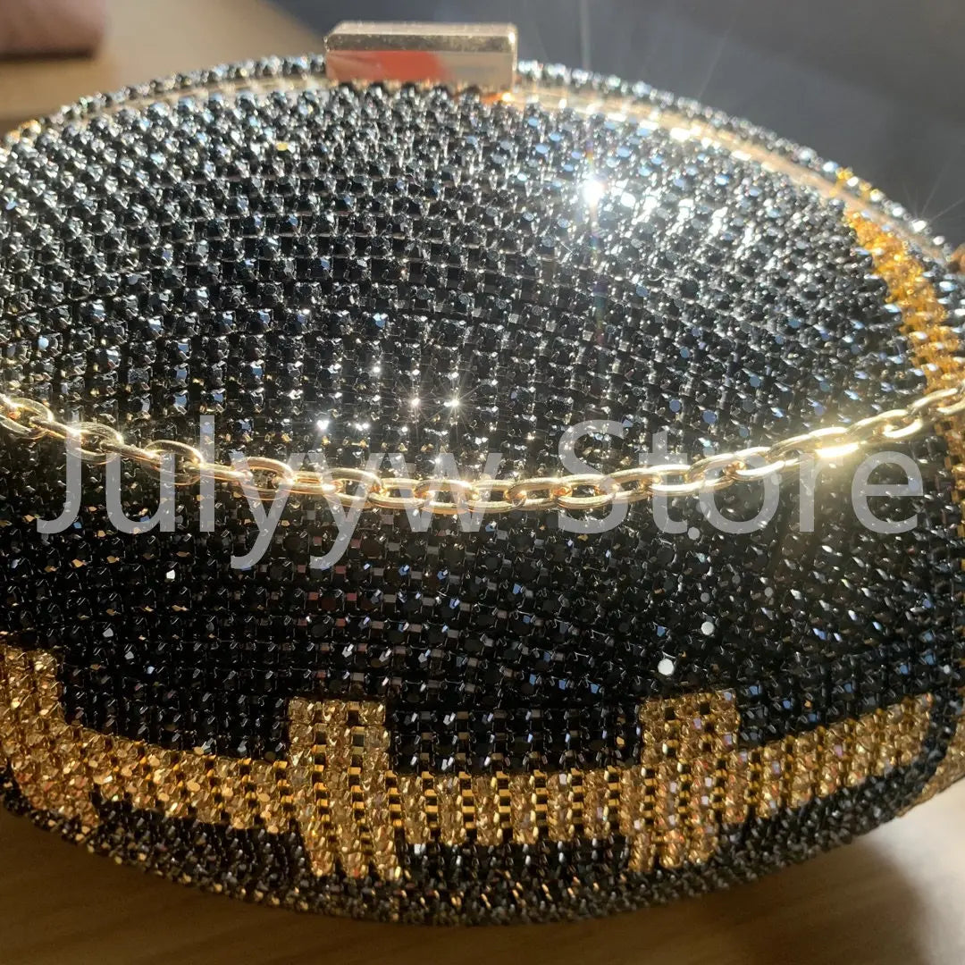 Luxury Football-Shaped Rhinestone Clutch Bag for Women - Sparkling Evening Handbag with Glittering Diamonds - Alrickas’ UNIQUE BOUTIQUE