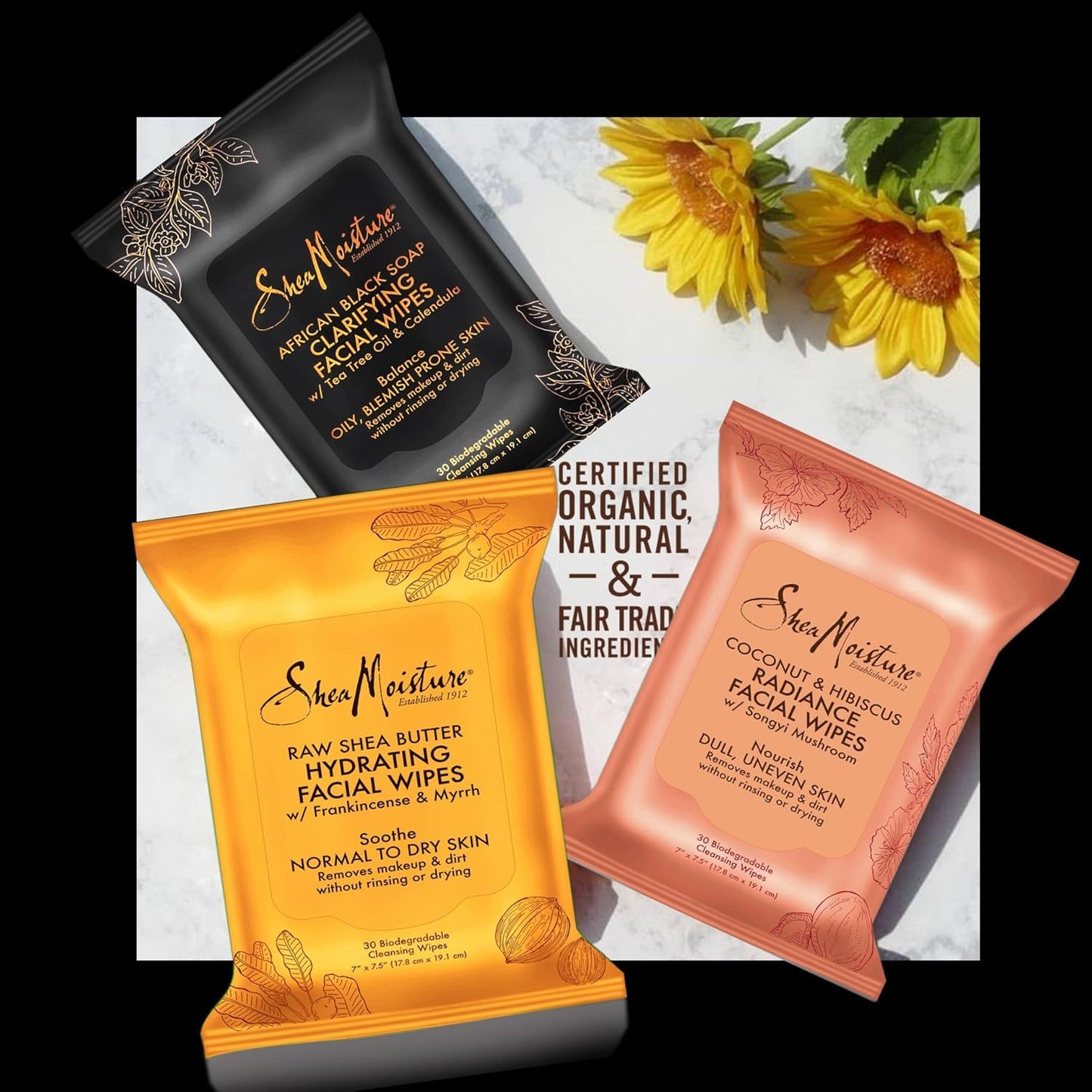 Clarifying Facial Wipes for Oily, Blemish-Prone Skin African Black Soap to Clarify Skin 30 Count (U-BB-2761)