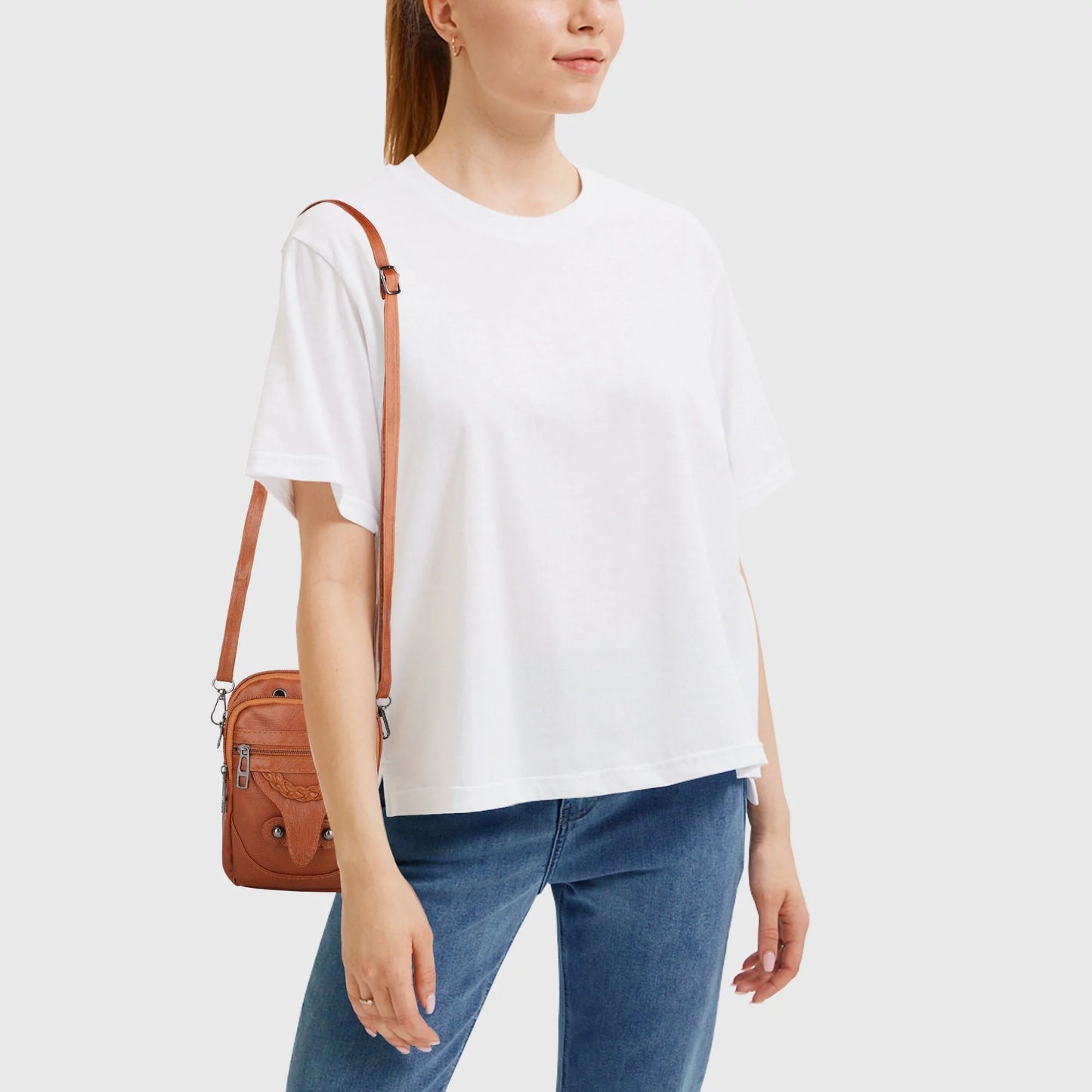 Small Cell Phone Purse, PU Leather Crossbody Phone Bag with Adjustable Strap