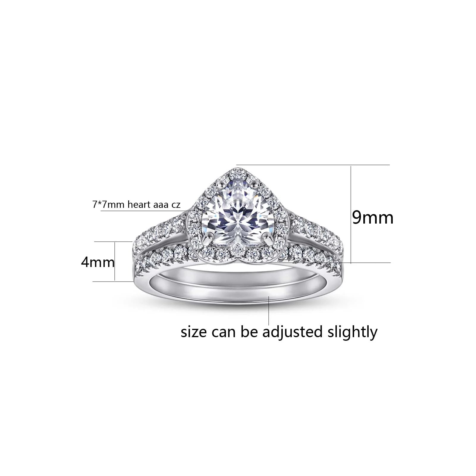 Elegant Heart Matching Couple Rings Set - 10Kt White Gold Plated with 1Ct CZ for Women - Alrickas’ UNIQUE BOUTIQUE