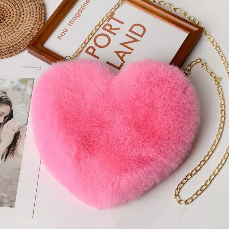 Love Bags for Women Plush Chain Shoulder Bags Valentine'S Day Party Bag