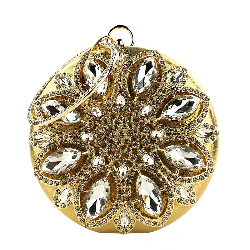 Green Clutch Bag Women round Clutch Purse Evening Bag Crystal Wedding Purse and Handbag Exquisite Chain Shoulder Bag ZD1244