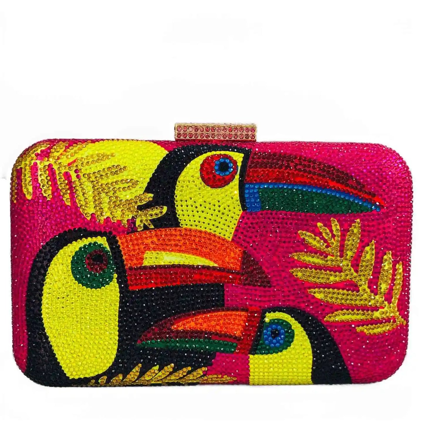 Novelty Toucan Bird Women Crystal Evening Bags Rhinestones Box Minaudiere Clutch Party Cocktail Handbag Purse