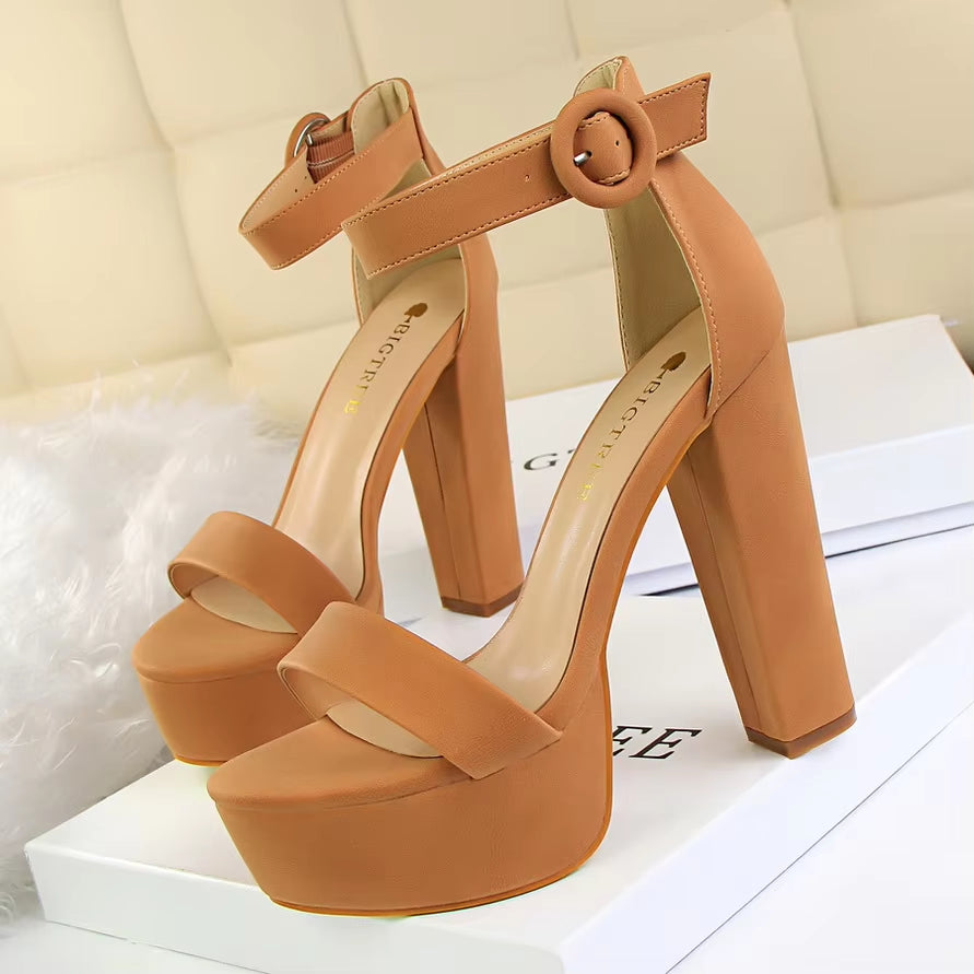 Shoes Women Pumps High Heels Shoes Women Heels Sexy Block Heels Fashion Women Sandals Platform Buckle New Ladies Shoes - Alrickas’ UNIQUE BOUTIQUE
