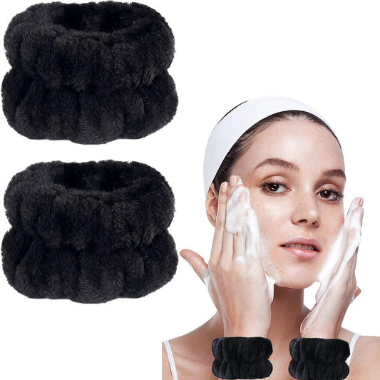 2-Pack Microfiber Face Washing Wristbands - Stretchy Absorbent Arm Towels for Women and Kids, Perfect for Spa and Daily Skincare Routine - Alrickas’ UNIQUE BOUTIQUE