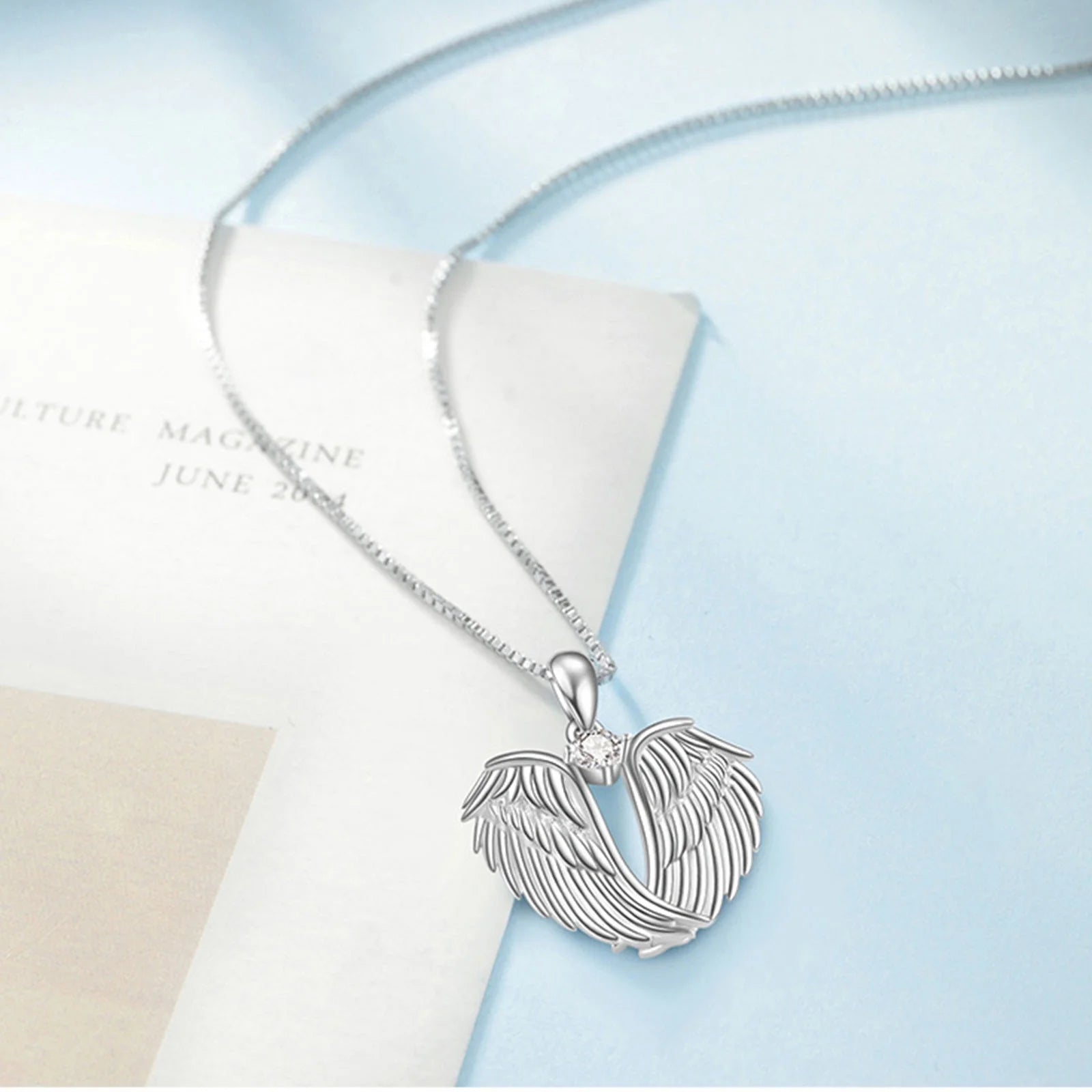 Stunning 925 Silver Angel Wings Necklace with Birthstone - Perfect Jewelry Gift for Women on Clearance! - Alrickas’ UNIQUE BOUTIQUE