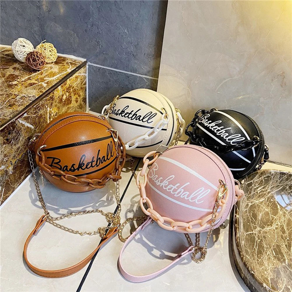 Stylish Pink Leather Basketball Bag for Women - Trendy Crossbody & Shoulder Purse for Teens - Alrickas’ UNIQUE BOUTIQUE