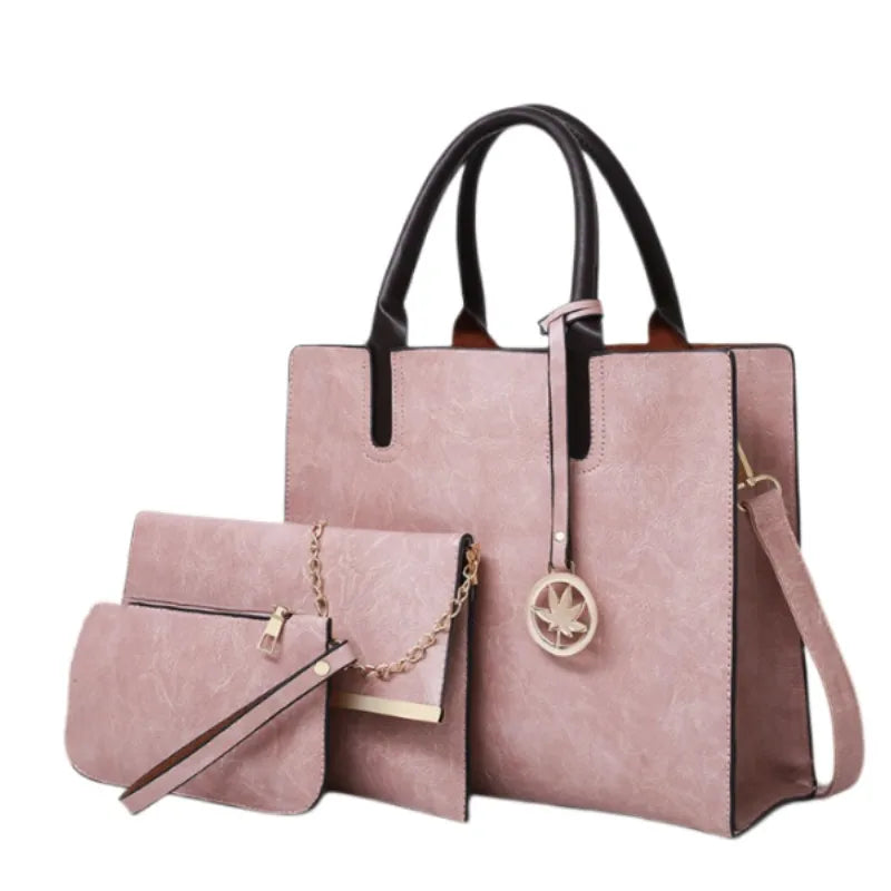 Women'S Handbag 3-Piece Set Women'S Shoulder Bag Fashion Purse Vintage Leather Bag Large Capacity Handbag Inclined Shoulder Bag