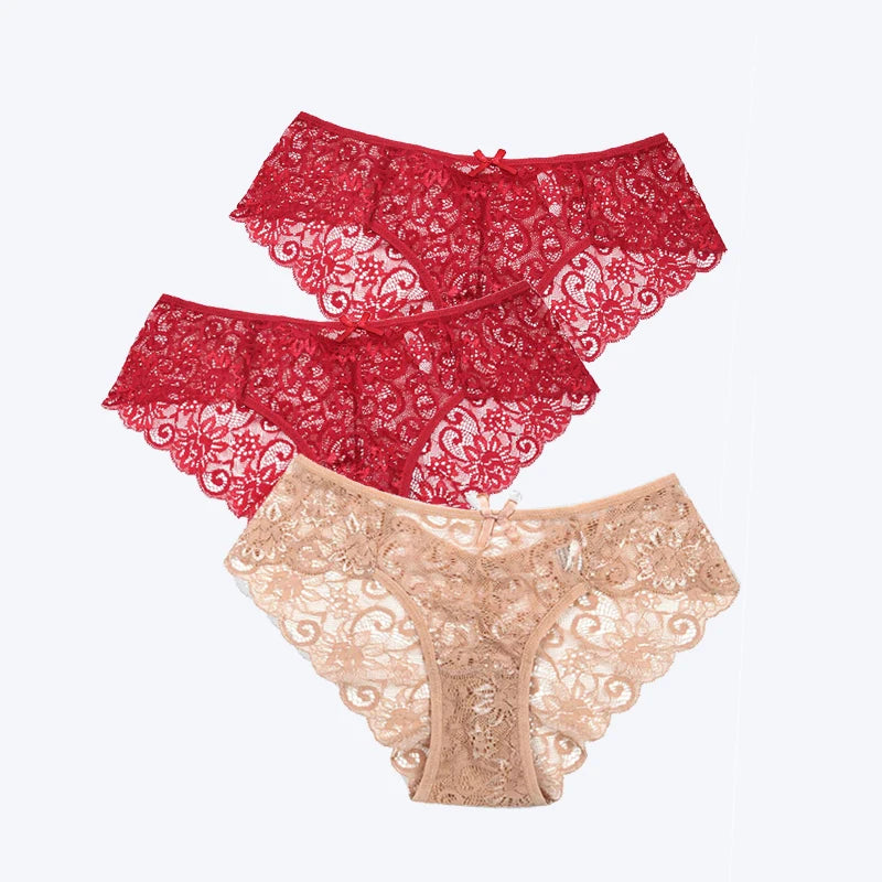 3Pcs/Pack! Sexy Women Lace Panties Underwear Lace Briefs S M L XL Women Underwear