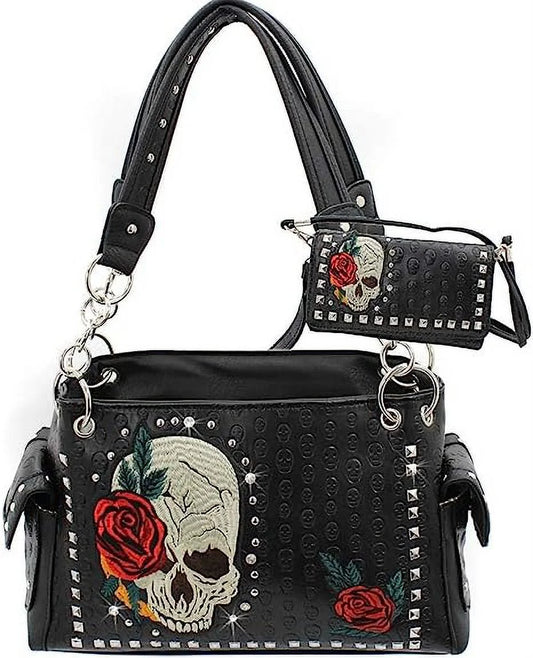 Stylish Red Rose Skull Handbag for Women - PU Leather Chic Design - Alrickas’ UNIQUE BOUTIQUE