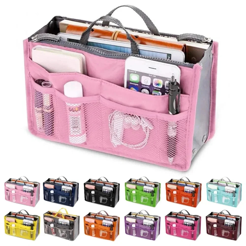 Women Make up Cosmetic Bag Travel Handbag Nylon Large Container Make up Case Organizer Bags Ladies Foldable Purse Clutch Bag