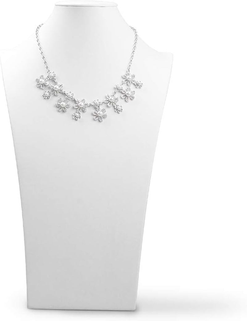 White Leather Jewelry Bust Necklace Display Stand Trade Show Jewelry Holder (H:15.28")