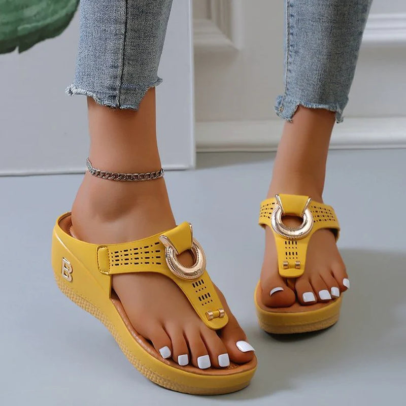 Comfortable Low-Wedge Orthopedic Sandals for Women - Casual Anti-Slip Flip Flops - Alrickas’ UNIQUE BOUTIQUE