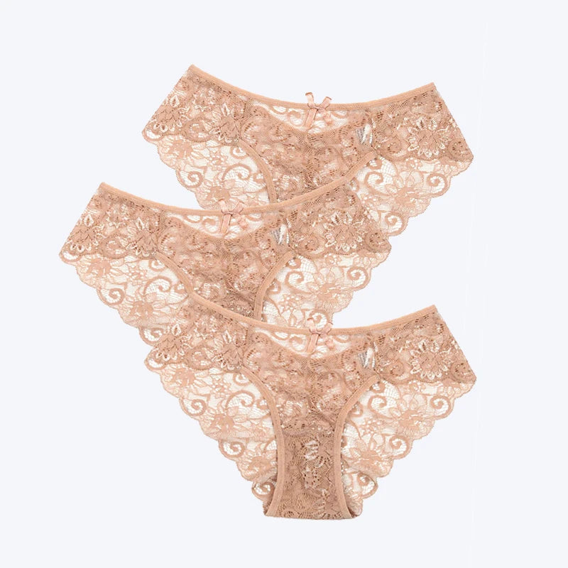 3Pcs/Pack! Sexy Women Lace Panties Underwear Lace Briefs S M L XL Women Underwear